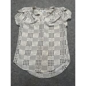 41 Hawthorn Top Women’s XS Black White Printed Short Sleeve Blouse